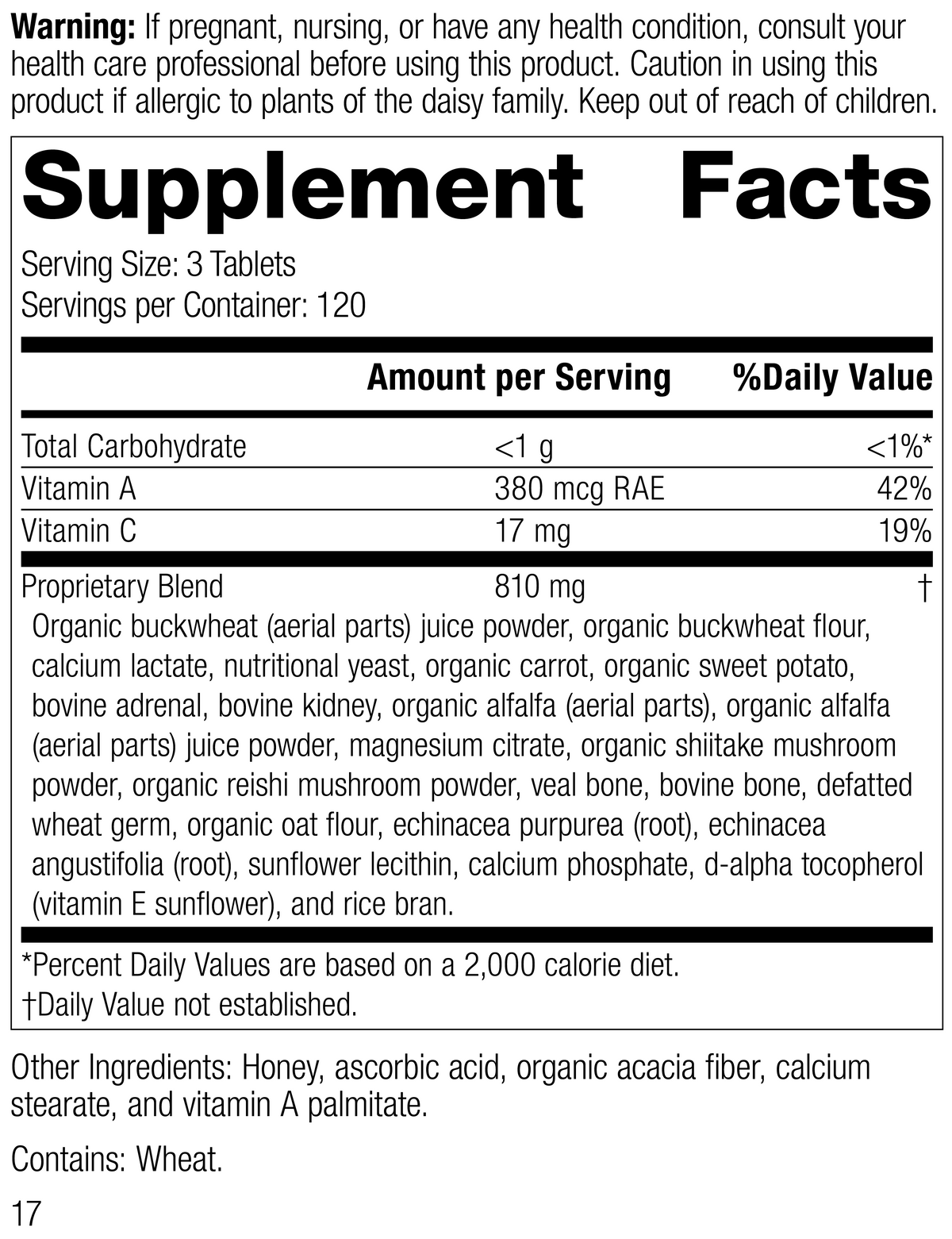 Cataplex® A-C-P, 360 Tablets, Rev 14 Supplement Facts