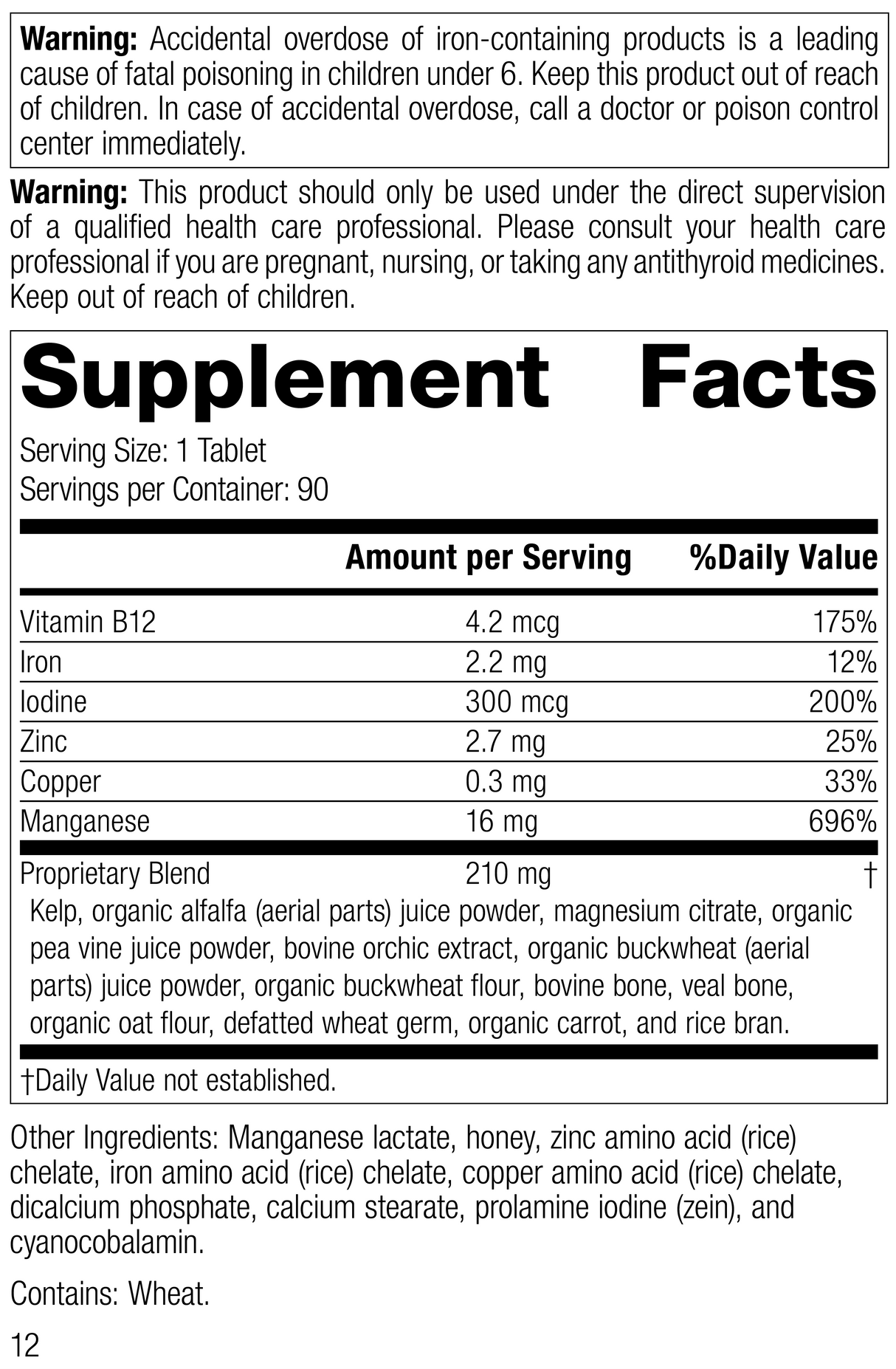 Trace Minerals-B12 R11 90 Tablets Label Image