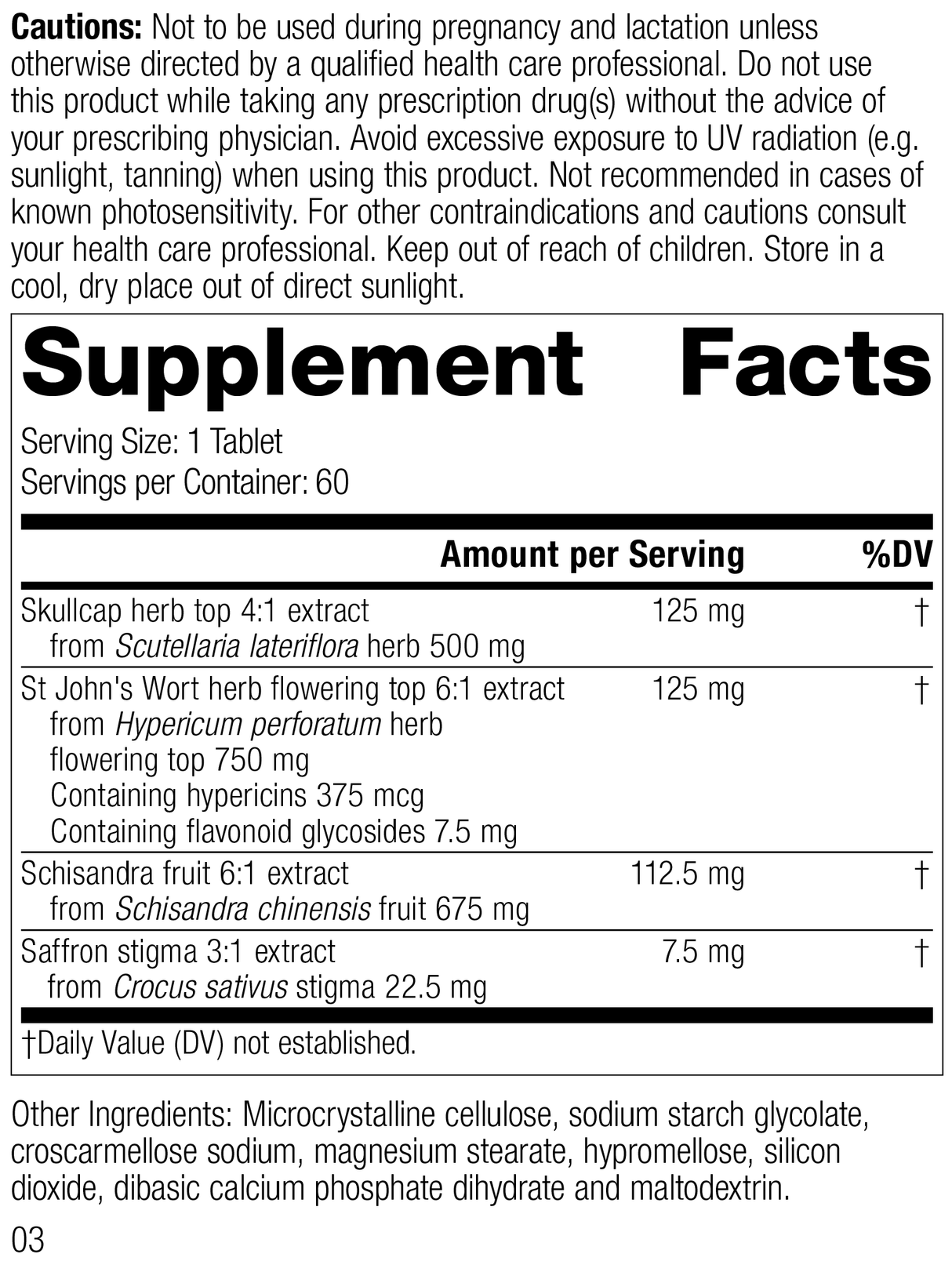 Nevaton Forte, 60 Tablets, Rev 01 Supplement Facts