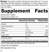 Nutrition label for Whole Food Folate